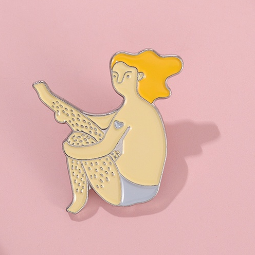Feminist Enamel Pin Gadis Dengan Kaki Bros Kerah Lencana Feminisme Perhiasan Hadiah Untuk Teman Anak
