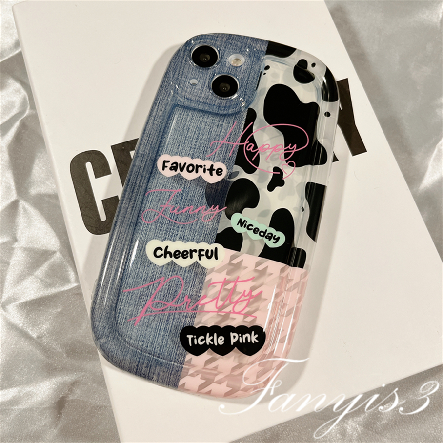 Compatible For IPhone 14 13 12 11 Pro Max X XR Xs Max 8 7 Plus SE 2020 Kompatibel Untuk Motif Sapi Pink Casing Ponsel Bening TPU Soft Cover