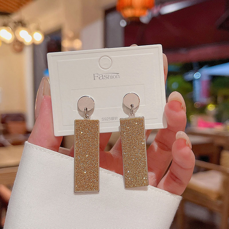 Anting Giwang Sequin Geometris Simple Jarum Silver925 Untuk Wanita Perhiasan Telinga Mewah