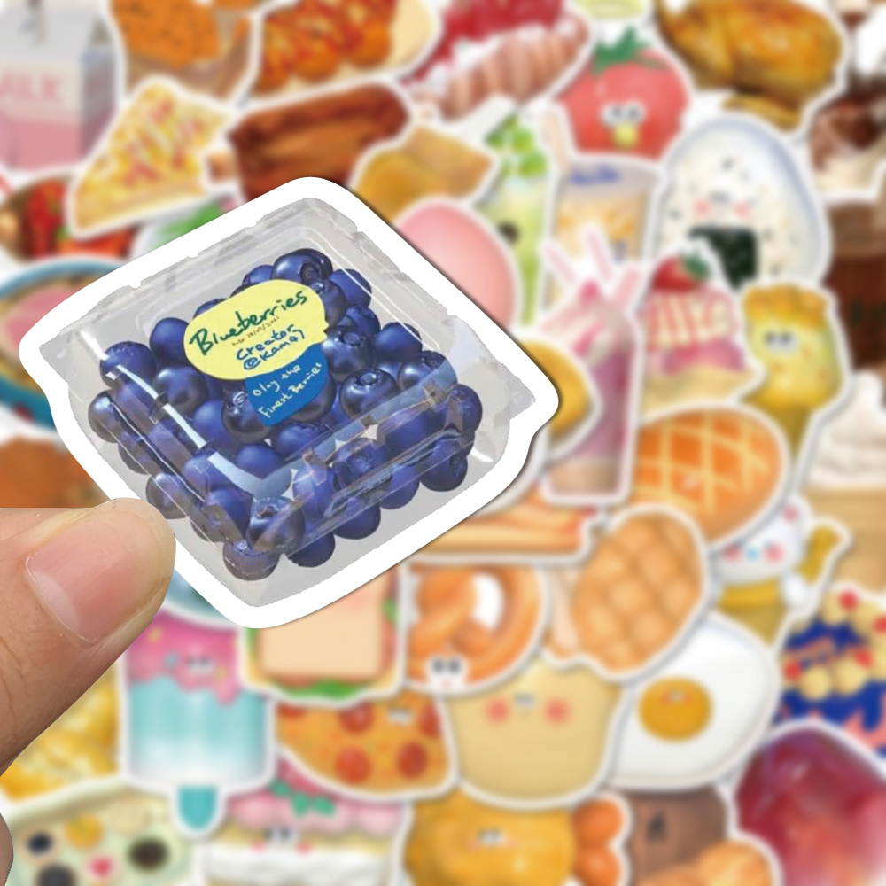 65stiker Kartun Makanan 3D Untuk Casing Ponsel notebook Komputer Dekorasi sticker Tahan Air