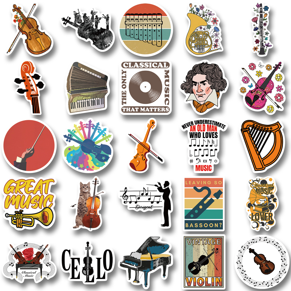 [in Stock] 50pcs orchestral English art Stiker Dekorasi Helm laptop sticker Anti Air