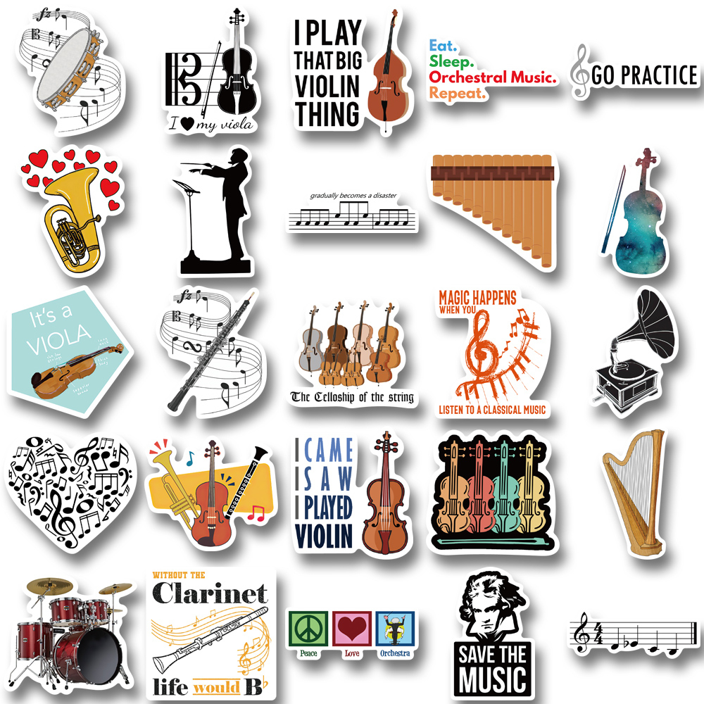 [in Stock] 50pcs orchestral English art Stiker Dekorasi Helm laptop sticker Anti Air