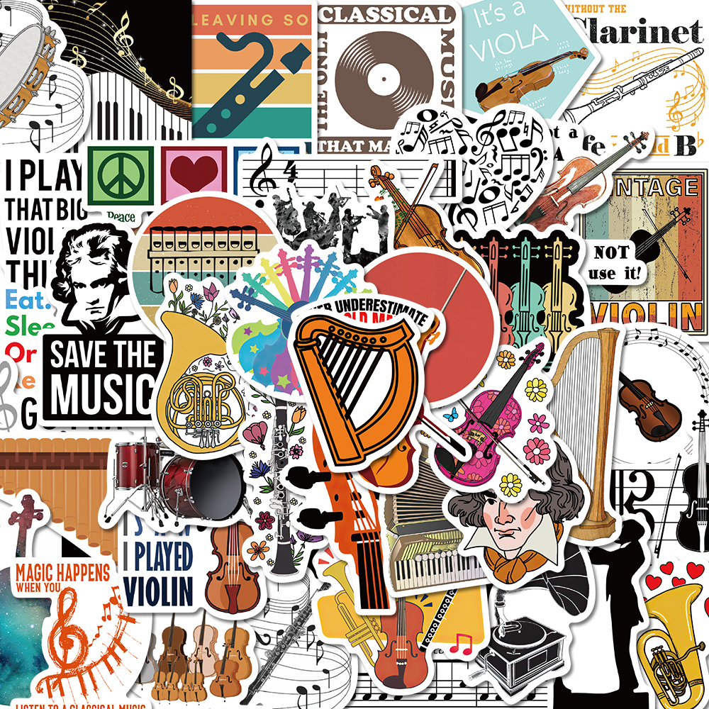 [in Stock] 50pcs orchestral English art Stiker Dekorasi Helm laptop sticker Anti Air