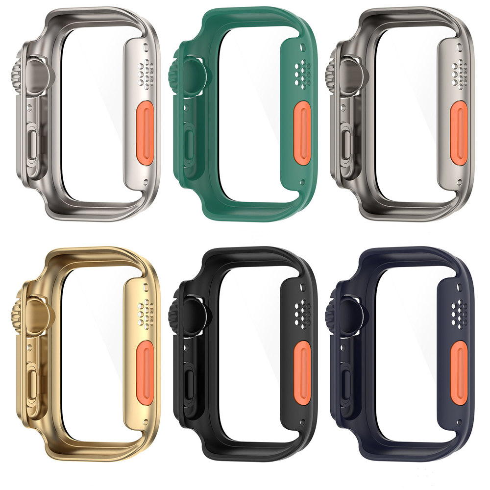 Case Cover Dan Tempered Glass Pelindung Layar Untuk APPLE Watch8 7 6 5 4 SE (Buat Terlihat Seperti ultra 49mm) Frame High Quality PC Slim Pelindung Aksesoris
