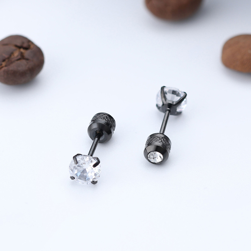 [ACKER] 4mm 1pasang Anting Tusuk Titanium Stainless Diamond AAA+Zircon Untuk Pria/Wanita