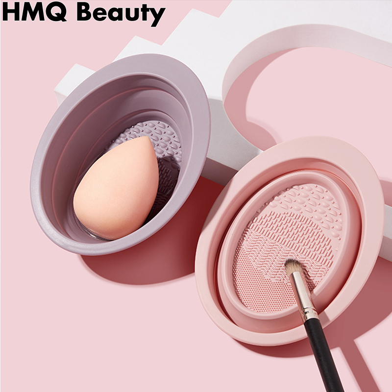 Sikat Cuci Lipat Silikon Beauty Egg Bowl Makeup Brushes Cleaning Pad Foundation Makeup Tools Scrubbe Board