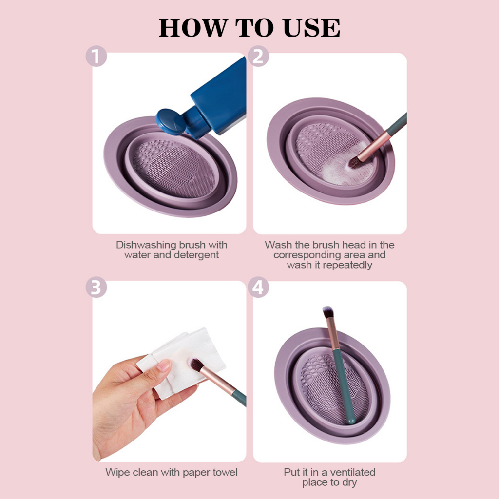 Sikat Cuci Lipat Silikon Beauty Egg Bowl Makeup Brushes Cleaning Pad Foundation Makeup Tools Scrubbe Board