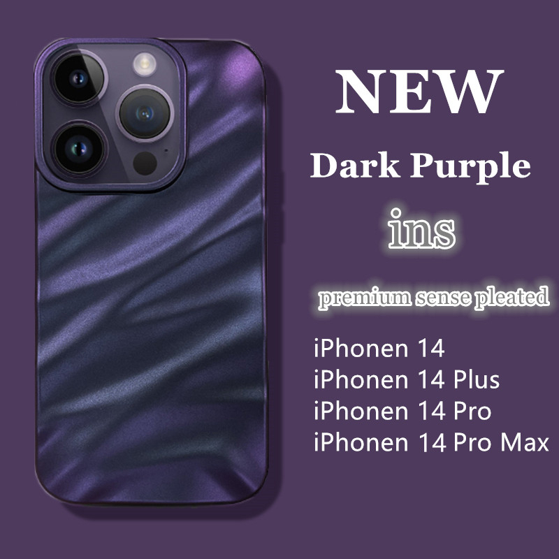 High Grade Ins Ungu Tiga Dimensi Lipit Gelombang Bumper Casing Shockproof Phone Case Untuk Iphone 11 Pro Max 12 13 14 Pro Max XR Xs Max7 8plus 13Promax Non-slip Cover