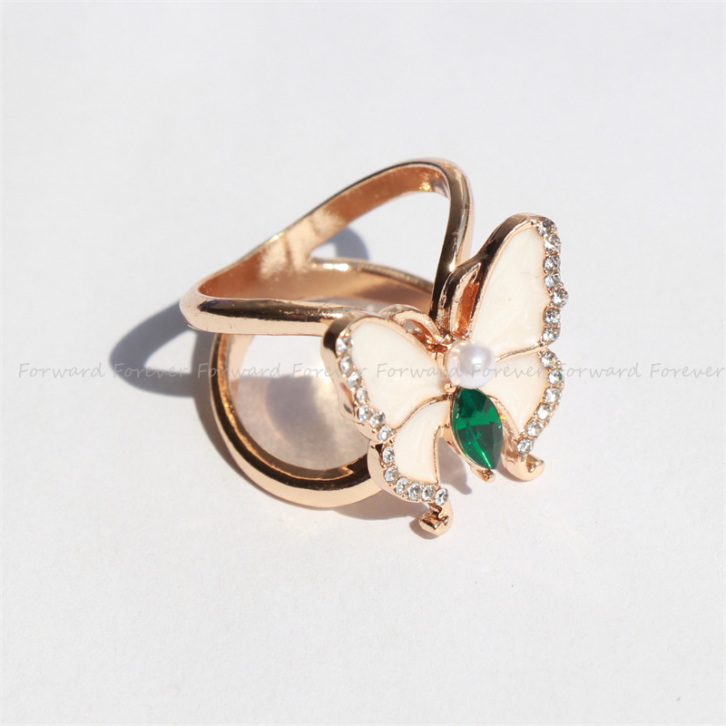 Kupu-kupu Bertabur Kristal Syal Gesper Mutiara Bros alloy ring cincin