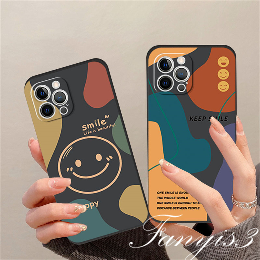 Casing Infinix Note 12 10Pro Hot 20 12 11 10 Play Hot 20 20s 12 12i 20i 11 2022 Smart 6 5 2020 Simple Smiley Face Phone Case Silicon Lembut Sarung Pelindung