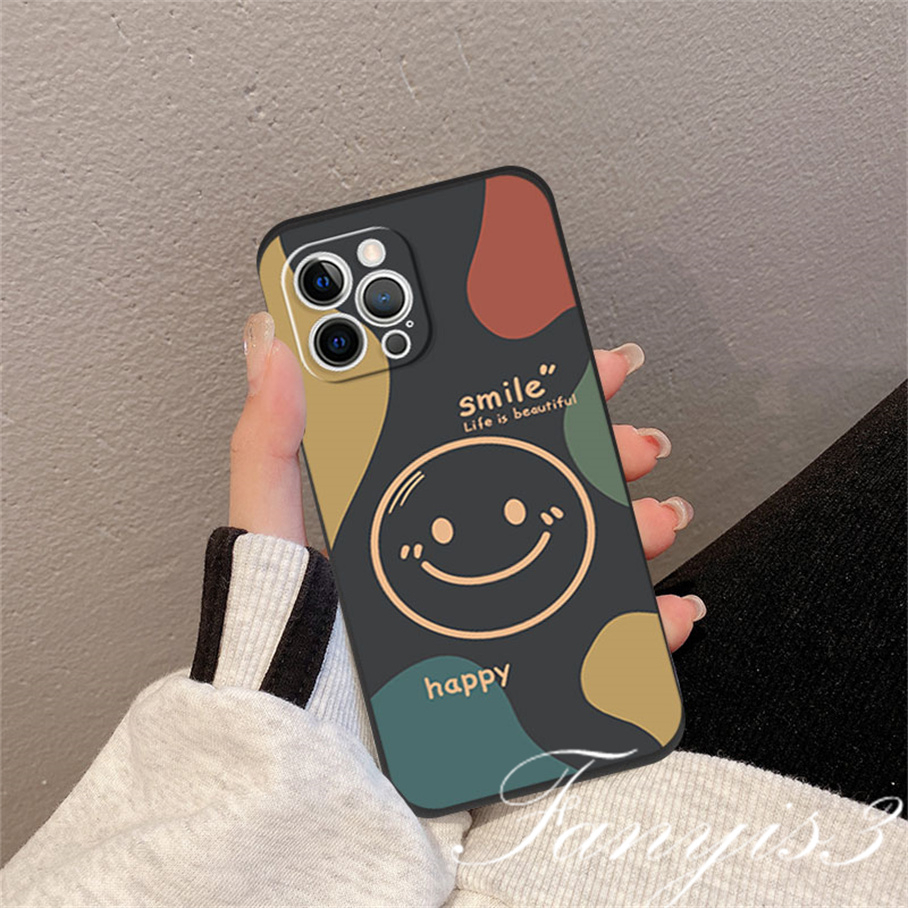 Casing Infinix Note 12 10Pro Hot 20 12 11 10 Play Hot 20 20s 12 12i 20i 11 2022 Smart 6 5 2020 Simple Smiley Face Phone Case Silicon Lembut Sarung Pelindung