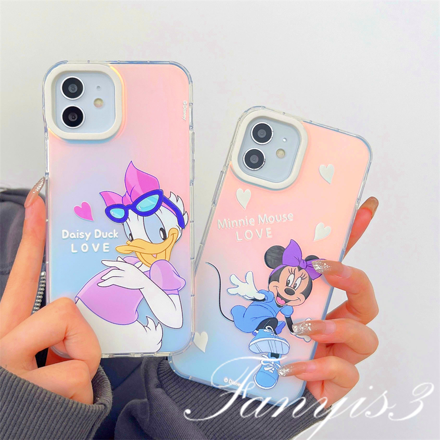 Compatible For IPhone 14 13 12 11 Pro Max X XR Xs Max 8 7 Plus SE 2020 Kompatibel Untuk Kartun Tikus Bebek IMD Laser Gradiasi Ponsel Case TPU Lembut Shockproof Cover Pelindung