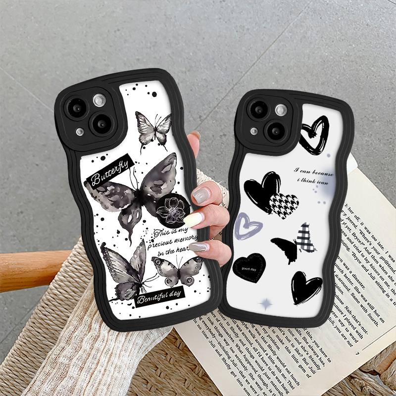 Casing Kupu-Kupu Romantis Untuk Samsung A13 A23 A12 A14 A50 A32 A03s A30s A21s A31 A04 A04s A20 A04E A22 A02s A50s A52 A53 A52s A51 A33 A11 Retro Butterfly Wavy Edge Soft Tpu Case