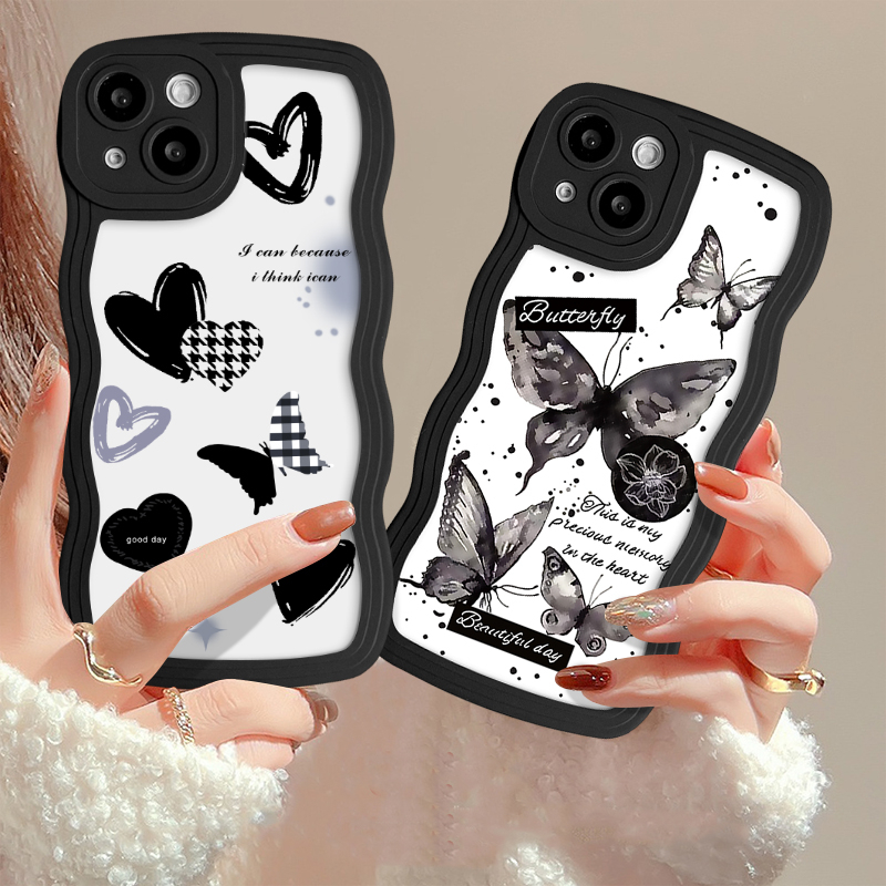 Casing Kupu-Kupu Romantis Untuk Samsung A13 A23 A12 A14 A50 A32 A03s A30s A21s A31 A04 A04s A20 A04E A22 A02s A50s A52 A53 A52s A51 A33 A11 Retro Butterfly Wavy Edge Soft Tpu Case