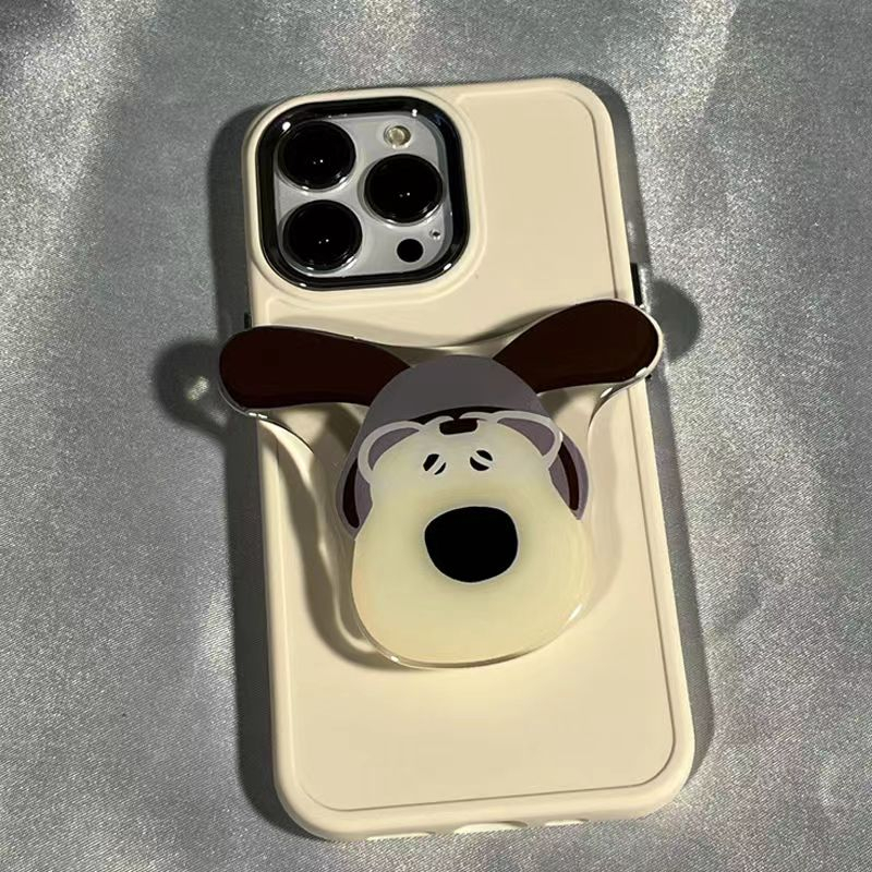 IPHONE Luxury Plating Metal Lens Ptotector Silikon Halus Casing Ponsel Kompatibel Untuk Iphone14 13 12 11 Pro Max Ultra Slim Shockproof Lembut TPU Penutup Belakang Dengan Holder Anjing/Kupu-Kupu/Kucing