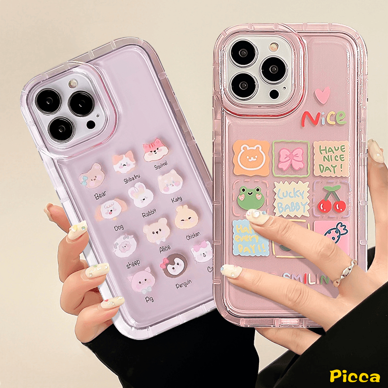 IPHONE Ins Cherry Candy Phone Case Kompatibel Untuk Iphone11 14 13 12 Pro MAX 7Plus XR 6 7 8 6S Plus X XS MAX SE 2020 Kawaii Kartun Hewan Beruang Lucu Kodok Shockproof Airbag Lembut Tpu Cover