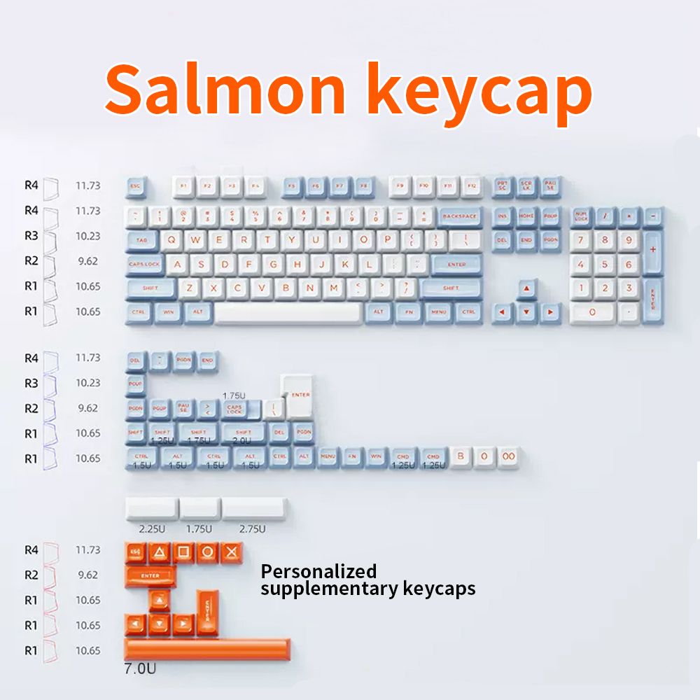 Keycap PBT Salmon Untuk Keyboard Alice80 Alice98 Mekanik Meyboard Keycaps ASA Tinggi 149Keys Cocok Untuk Keyboard104 /68 /87