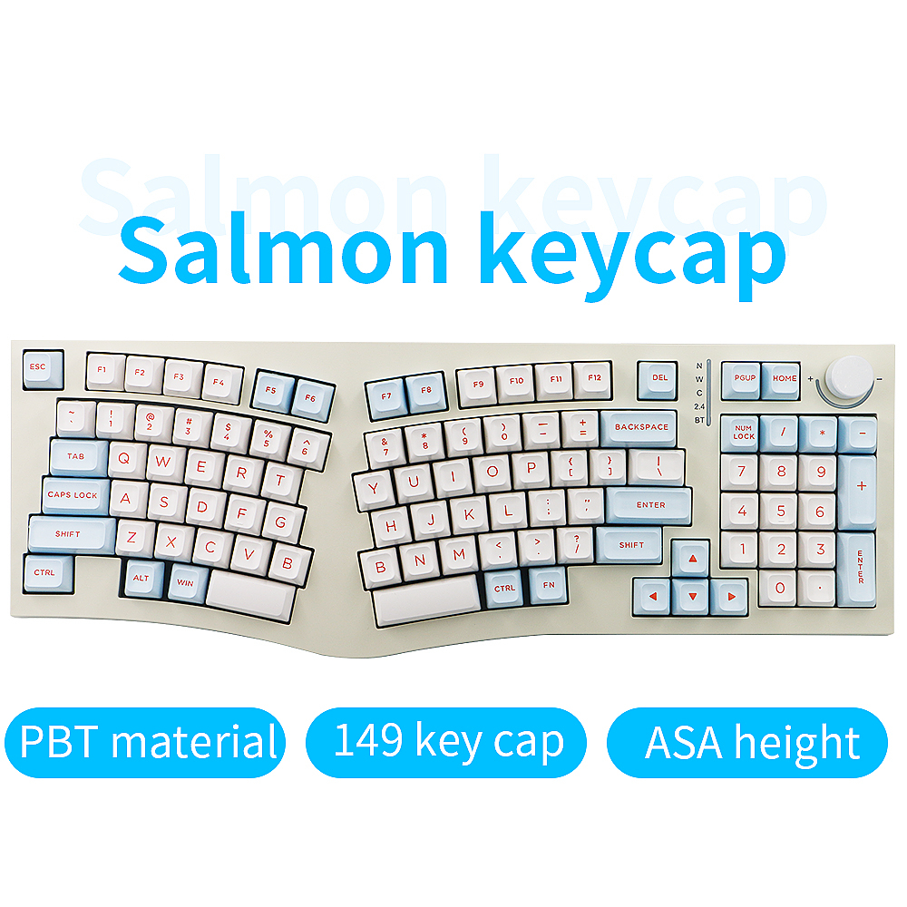 Keycap PBT Salmon Untuk Keyboard Alice80 Alice98 Mekanik Meyboard Keycaps ASA Tinggi 149Keys Cocok Untuk Keyboard104 /68 /87