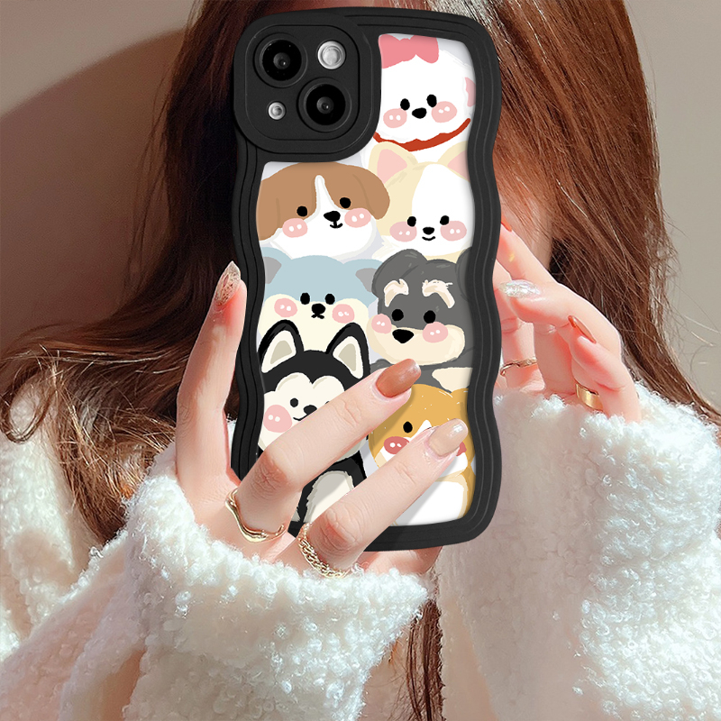 Redmi A1 12C 910c 10 9A 10A 9T A1+9C POCO X3 NFC Pro M3 Redmi Note8 9 10 11 11Pro 10s 11s 9s 10Pro Max Mi 11T Pro Beruang Lucu Wavy Edge Creative Romantic Splicing Pattern Case