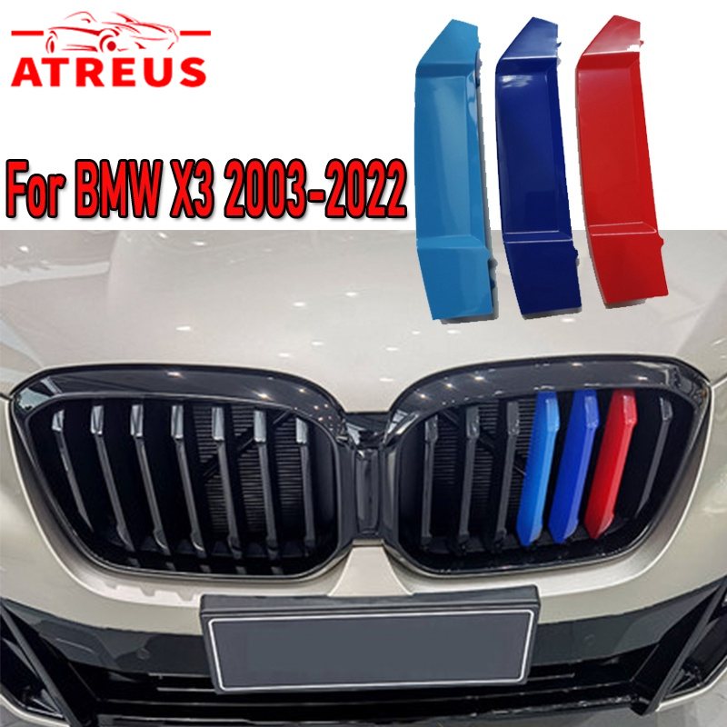 3pcs ABS Mobil Balap Grille Strip Trim Klip Untuk BMW X3 2022 E83 F25 G01 M Power Kinerja Aksesoris 2003-2019 2020 2021