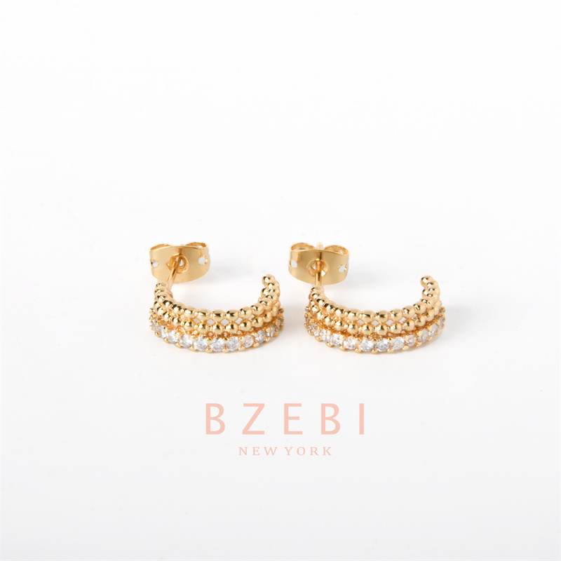 Anting Emas Berlian BZEBI 18k Anti Karat Korean Style Aksesoris Fashion Wanita Aksesoris Harian Perhiasan Premium Hadiah Ultah Dengan Box Exclusive 1208e