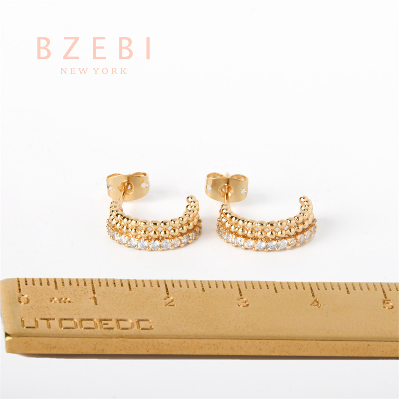 Anting Emas Berlian BZEBI 18k Anti Karat Korean Style Aksesoris Fashion Wanita Aksesoris Harian Perhiasan Premium Hadiah Ultah Dengan Box Exclusive 1208e