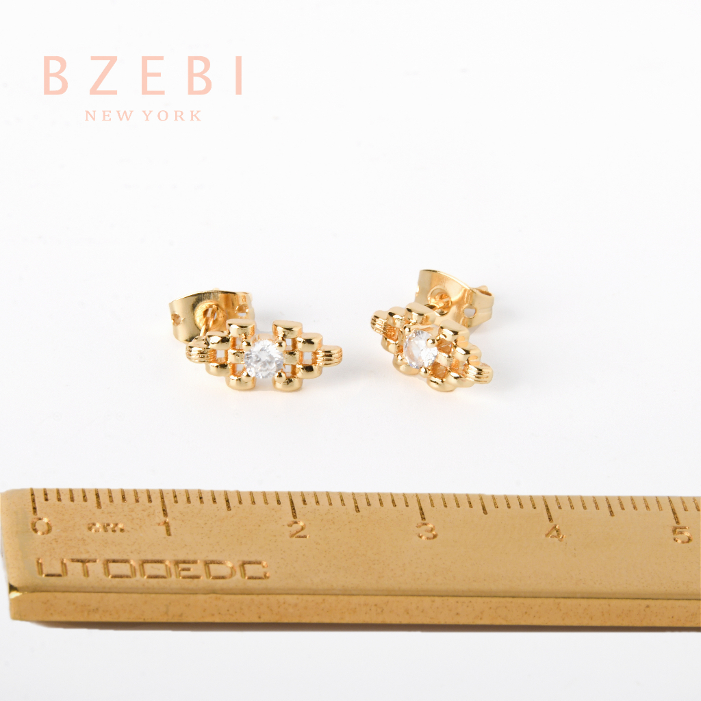 Anting Emas Berlian BZEBI 18k Anti Karat Korean Style Aksesoris Fashion Wanita Aksesoris Harian Perhiasan Premium Hadiah Ultah Dengan Box Exclusive 1212e