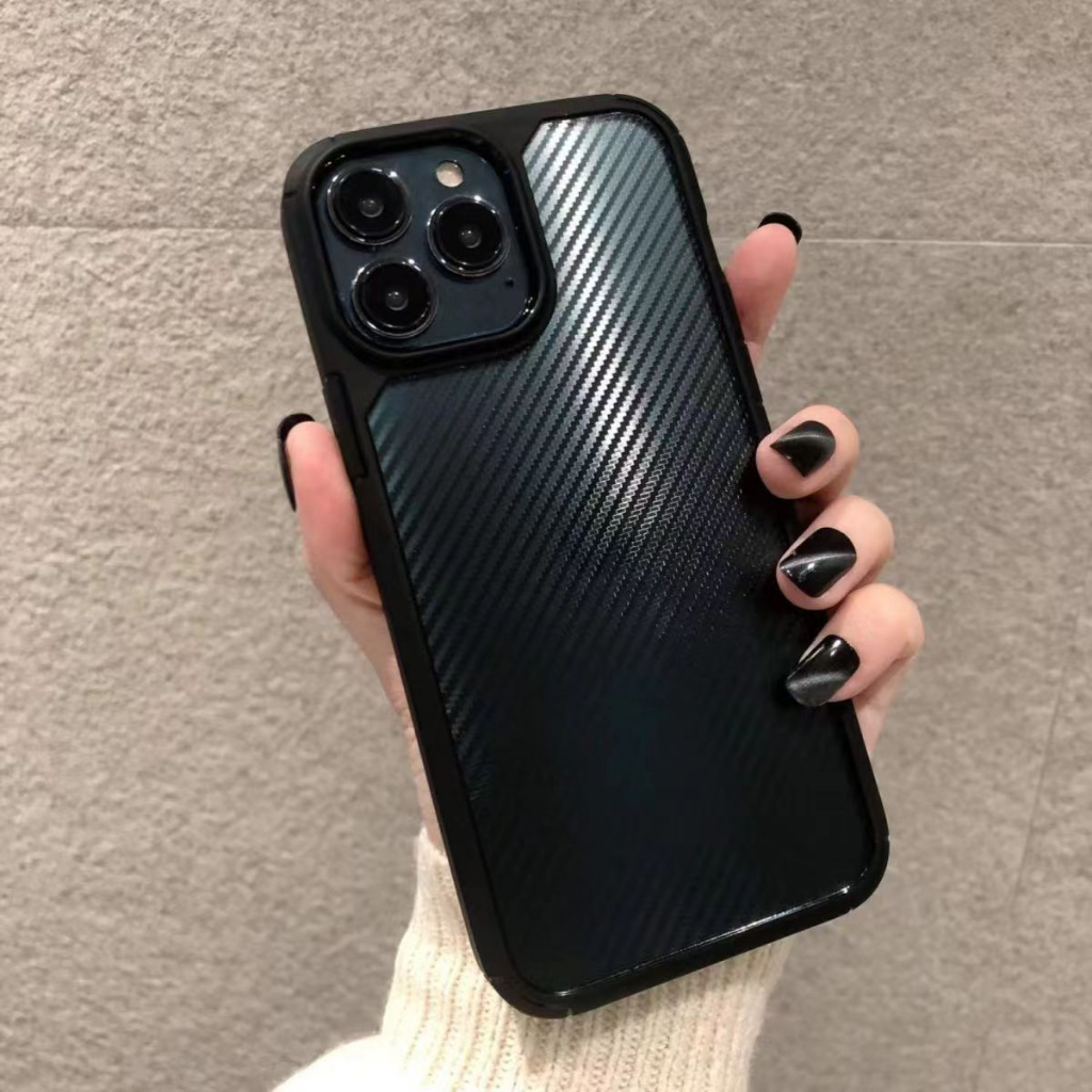 Karbon Casing Black iPhone Carbon Case iPhone Premium Cover Hardcase Apple IPhone 14 13 12 11 Pro Max XR XS Max X 7 8 Plus Carbon Fibre Texture Anti-Shock Cover