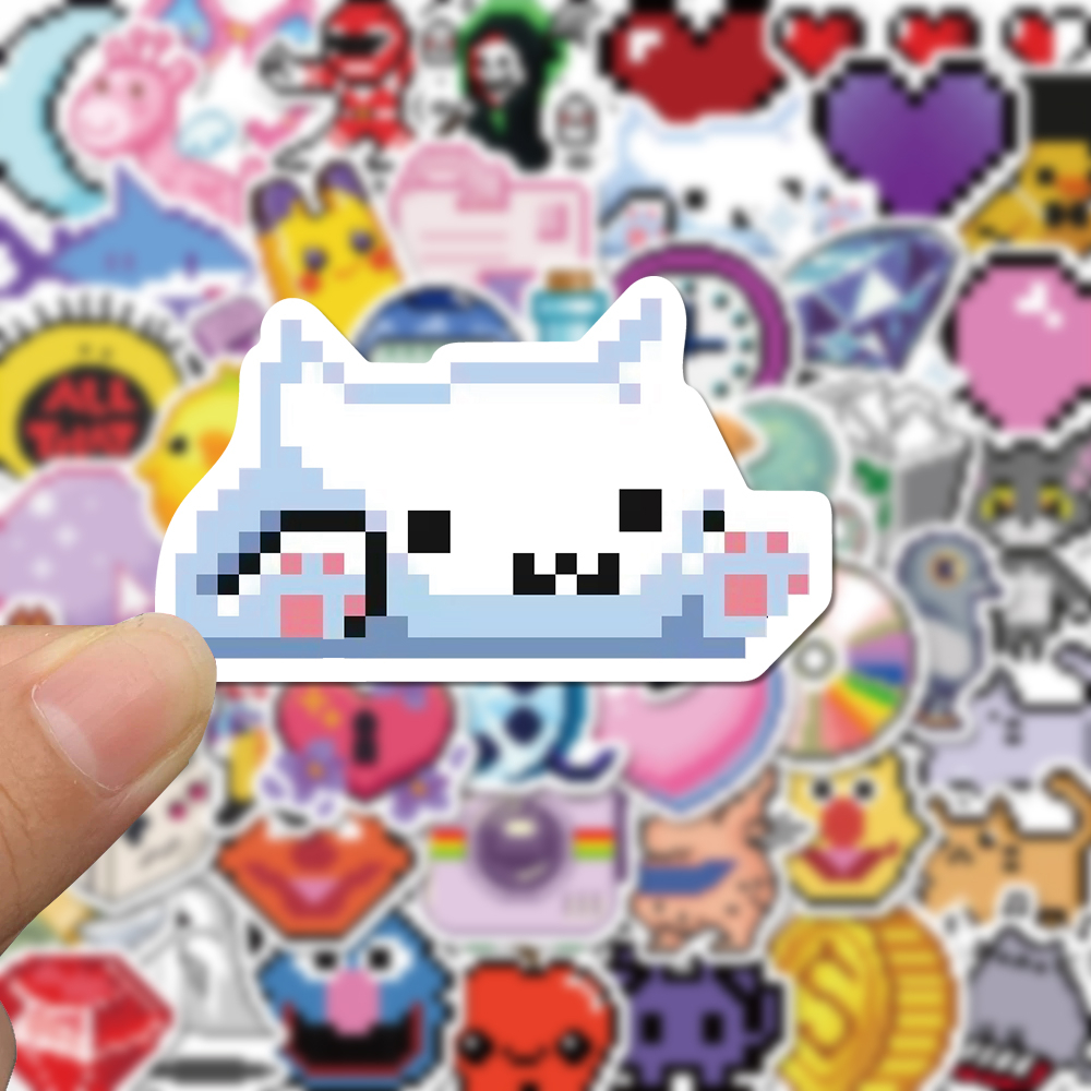 [in Stock] 60pcs Mosaik Kartun Pixel Stiker Ponsel Case Komputer Dekorasi Tahan Air Stiker Decal