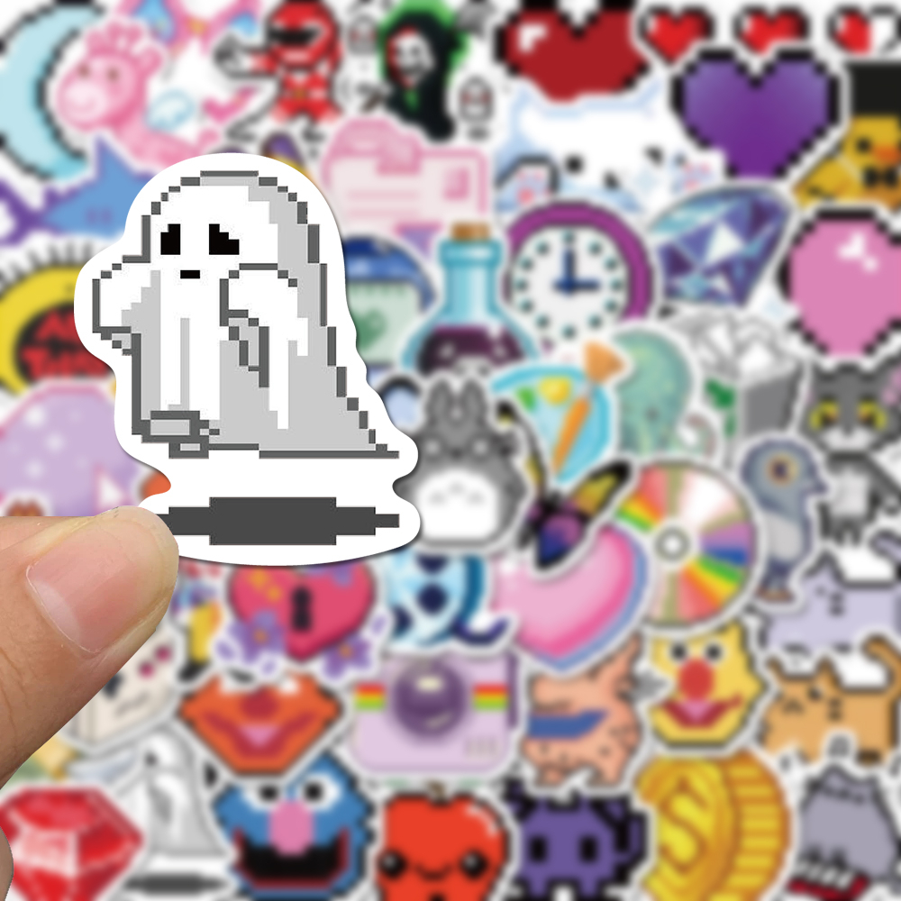 [in Stock] 60pcs Mosaik Kartun Pixel Stiker Ponsel Case Komputer Dekorasi Tahan Air Stiker Decal