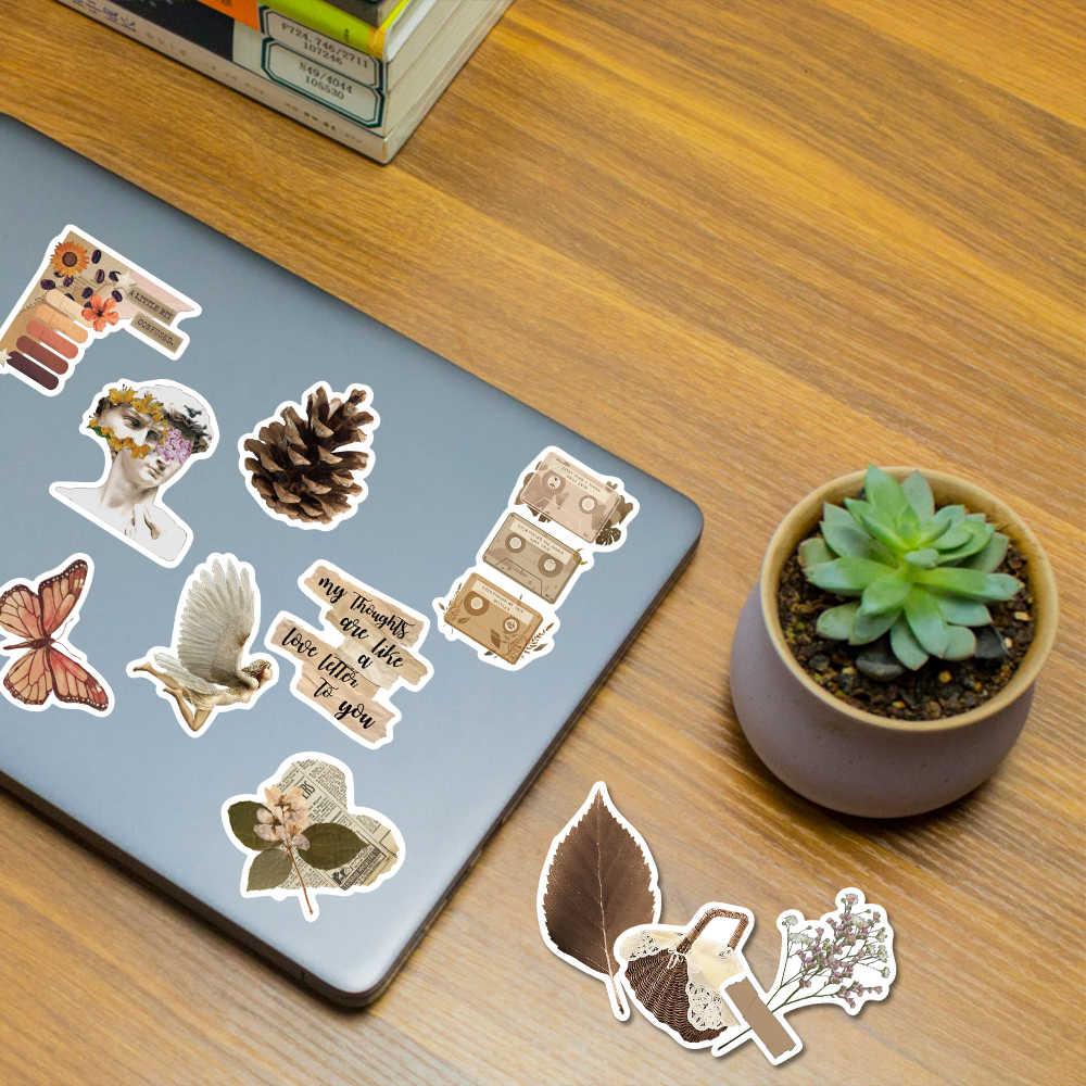 [in Stock] 52 Pcs retro Seri Seni Stiker Kreatif Dan Artistik Tangan Buku Besar Stiker laptop Cangkir Air Tahan Air Stiker