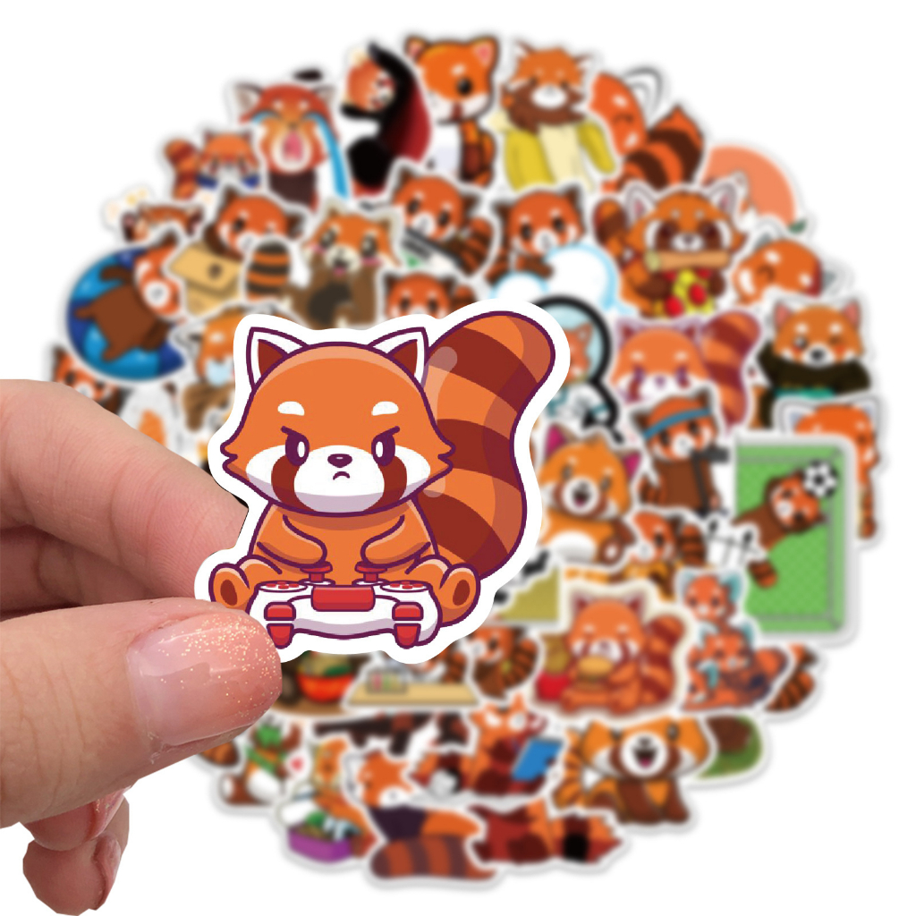 50 Pcs Cute Red Panda Graffiti Stiker Dekorasi Laptop Cangkir Air Tahan Air Decal