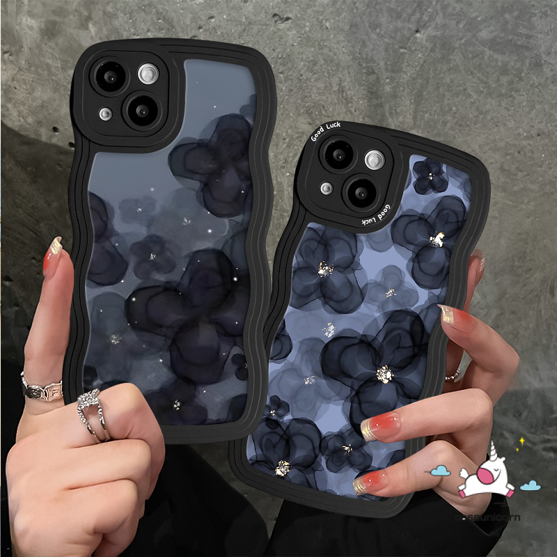 Casing Oppo A5s A57 A16 A17 A16K A55 A17K A15 A3s A53 A7 A1k A12 A77s A9 A5 A76 A16s Reno7 8T 8 7Z 6 8Z A96 A52 A78 A95 A54 A74 A77 Bunga Wavy Edge Soft Fresh Flower Sarung