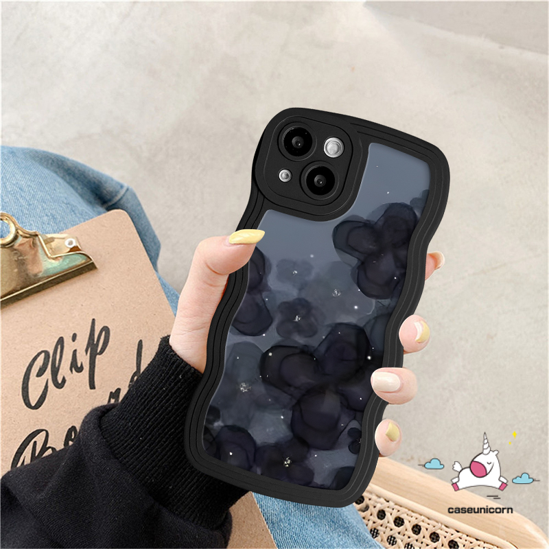 Casing Oppo A5s A57 A16 A17 A16K A55 A17K A15 A3s A53 A7 A1k A12 A77s A9 A5 A76 A16s Reno7 8T 8 7Z 6 8Z A96 A52 A78 A95 A54 A74 A77 Bunga Wavy Edge Soft Fresh Flower Sarung