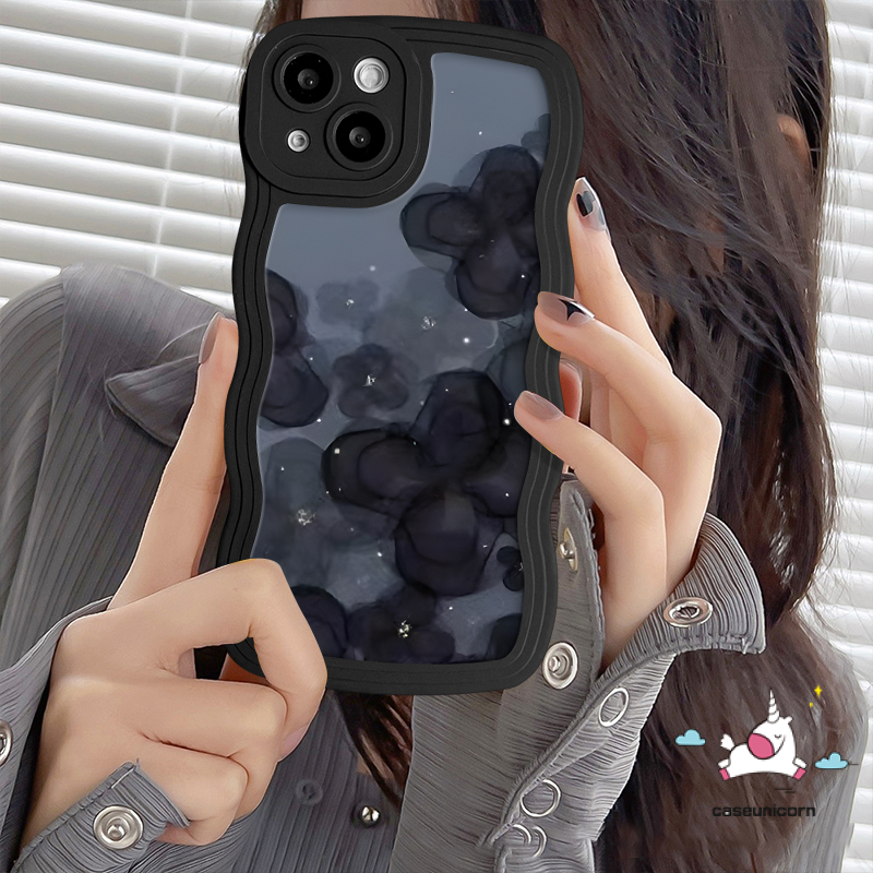 Casing Belakang Bunga Segar Kompatibel Untuk iPhone 14 Pro Max 7Plus 11 13 14 12 Pro Max XR 6s 7 8 6 14 Plus X XS Max SE 2020 Fashion Art Floral Wavy Edge Soft Tpu Phone Cover