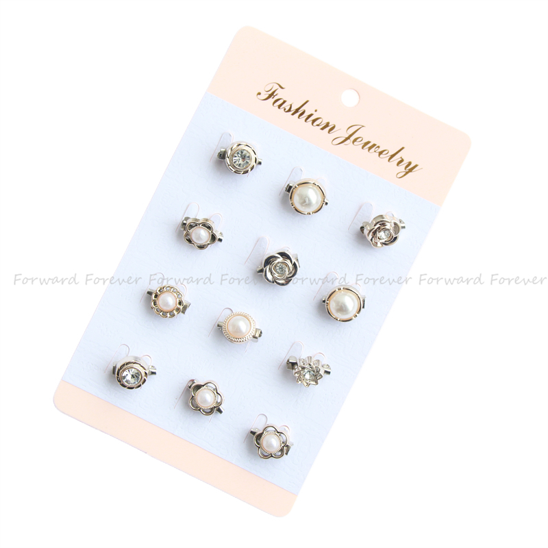 12 Pcs mini Harum Gaya Bros Mutiara Aksesoris alloy pin Dekorasi Pakaian