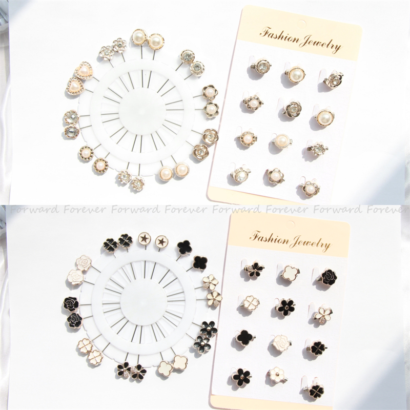 12 Pcs mini Harum Gaya Bros Mutiara Aksesoris alloy pin Dekorasi Pakaian