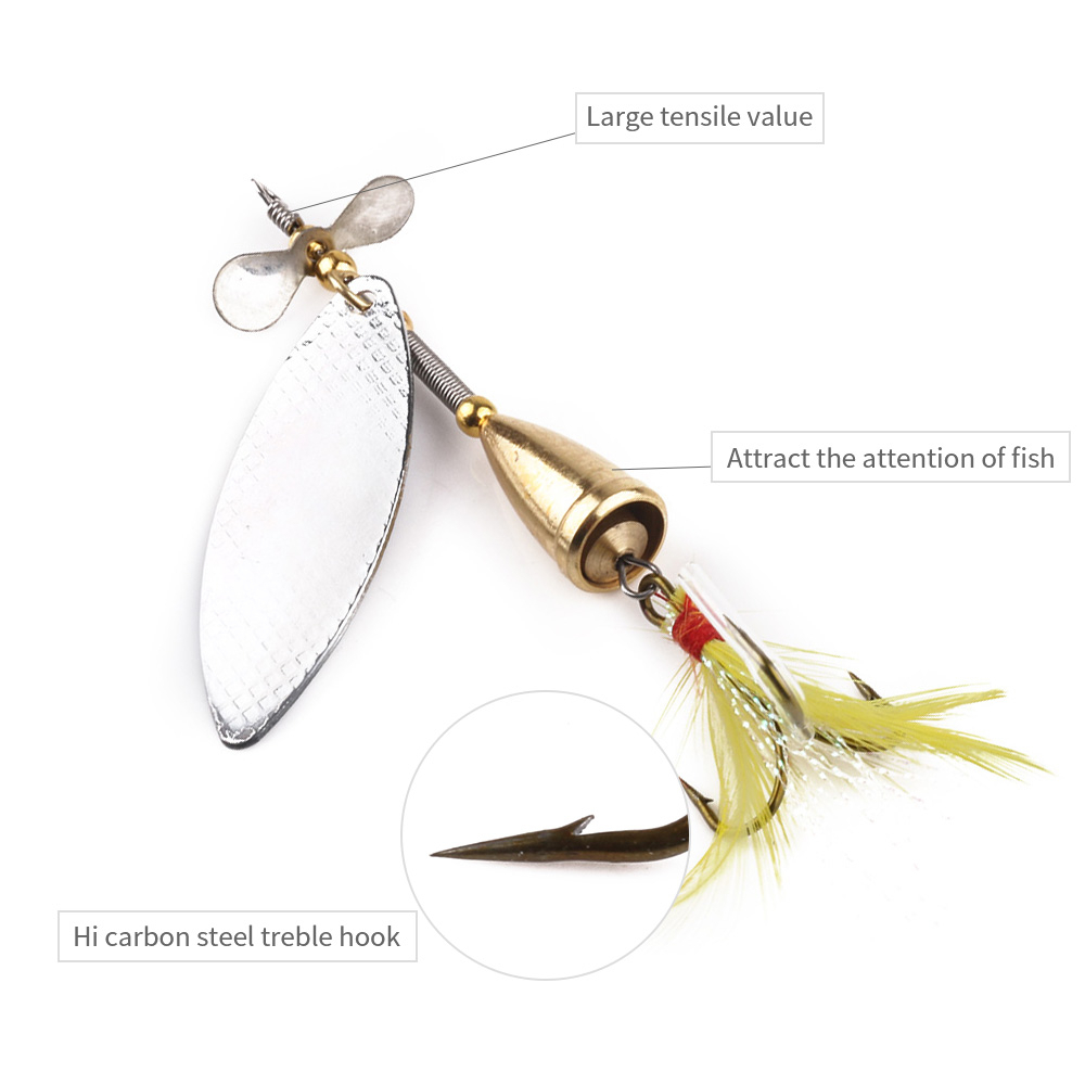 Hengjia 1pcs 10cm/13g Emas Dengan Kait Treble Metal Spoon Lure Hard Fishing Lure Fishing Tackle spinnerBait