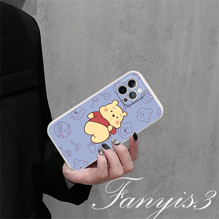 Compatible For iPhone 14 13 12 11 Pro Max X XR Xs Max 7 8 Plus SE 2020 Kompatibel Untuk Winnie Strawberry Bear Phone Case Silicon Soft Cover Pelindung