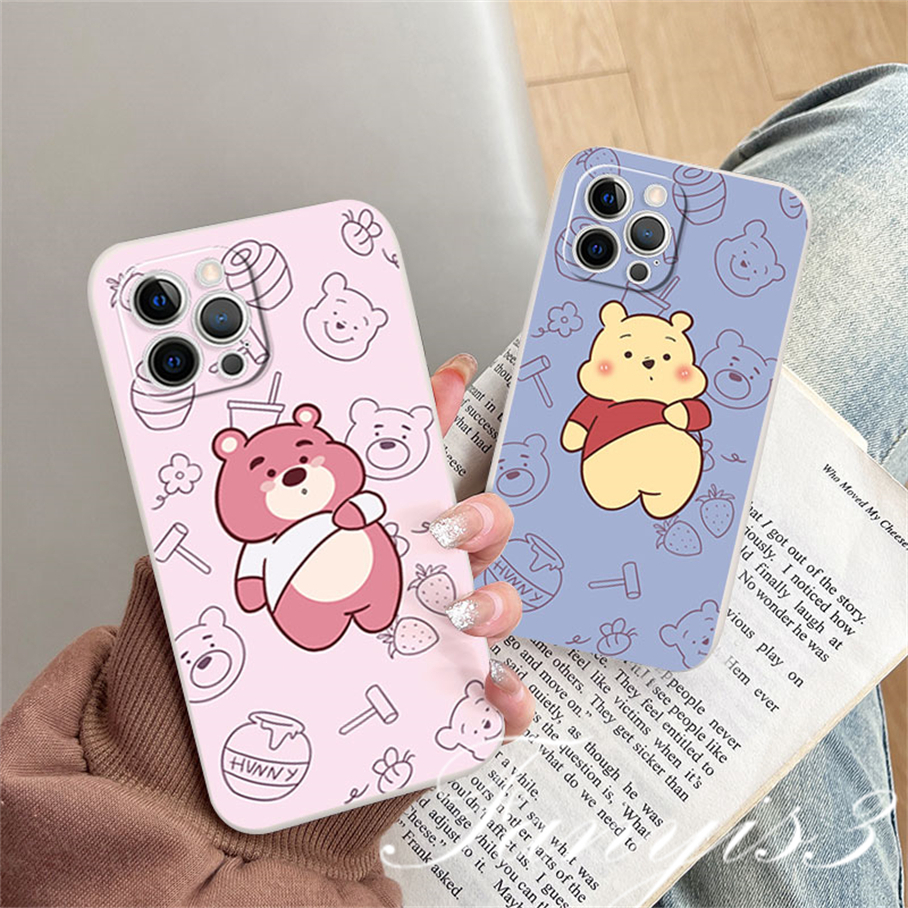 Redmi 12C A1 Plus Note 11 Pro+ 11 11s 10 10s 9 9s 8Pro 10A 10C 10 9C 9A 9T Xiaomi 11Lite 11TPro Poco X3Pro X3NFC Winnie Strawberry Bear Phone Case Silicon Soft Cover Pelindung