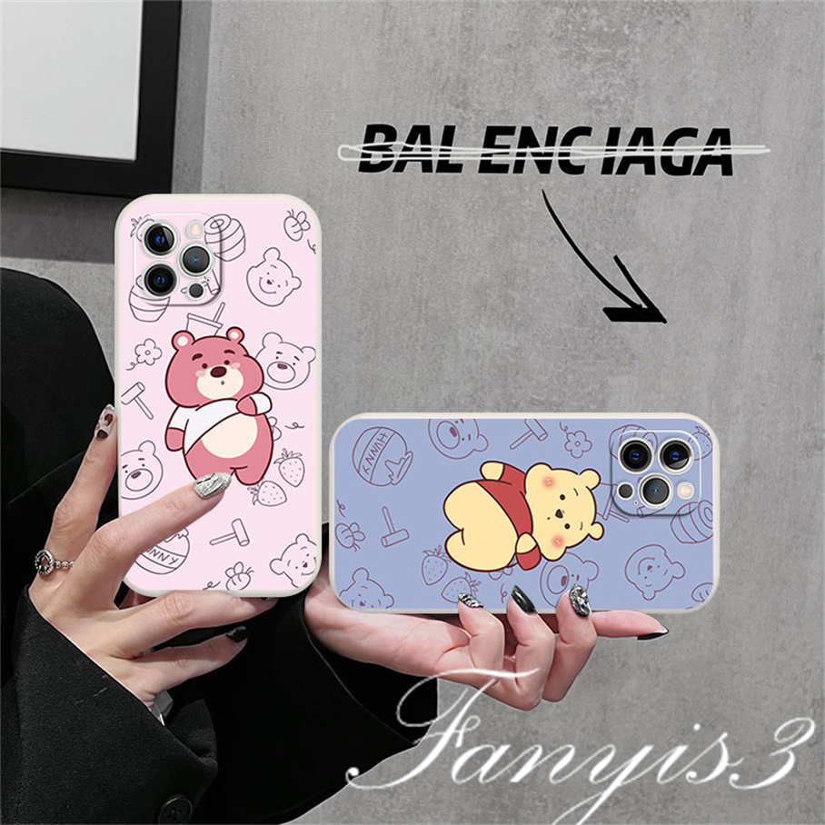 Casing Infinix Note 12 10Pro Hot 20 12 11 10 Play Hot 20 20s 12 12i 20i 11 2022 Smart 6 5 2020 Winnie Strawberry Bear Phone Case Silicon Lembut Sarung Pelindung