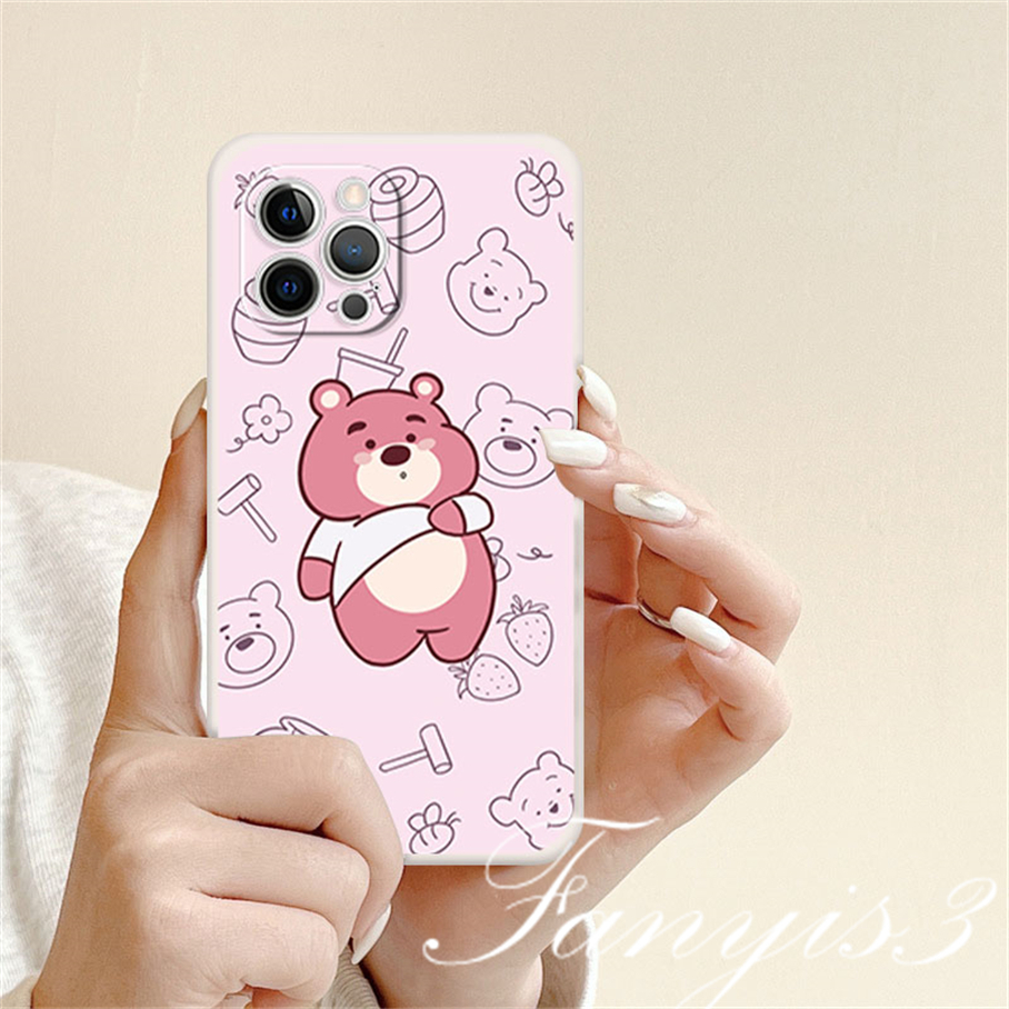 Redmi 12C A1 Plus Note 11 Pro+ 11 11s 10 10s 9 9s 8Pro 10A 10C 10 9C 9A 9T Xiaomi 11Lite 11TPro Poco X3Pro X3NFC Winnie Strawberry Bear Phone Case Silicon Soft Cover Pelindung