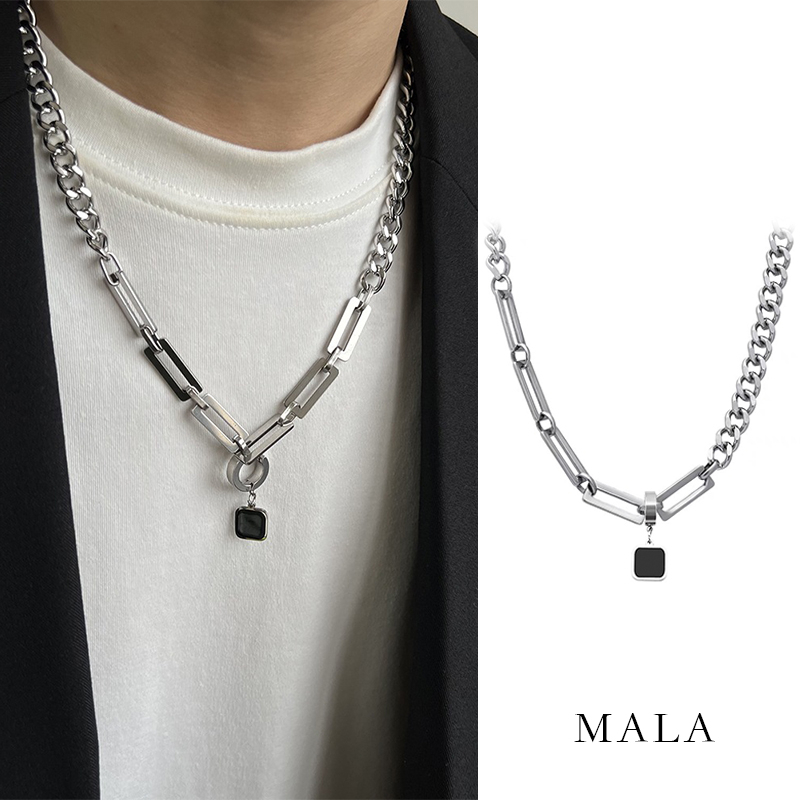 Kalung Pasangan Bahan Titanium Steel Gaya Hip Hop Untuk Unisex