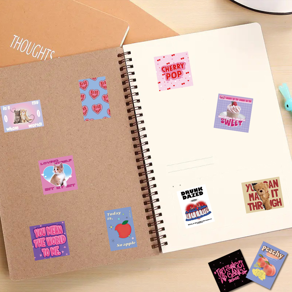 [in Stock] 65 Pcs Vintage Lucu Stiker Laptop Ponsel Case Cangkir Air Dekorasi Tahan Air Decal Stickers