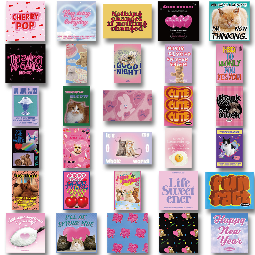 [in Stock] 65 Pcs Vintage Lucu Stiker Laptop Ponsel Case Cangkir Air Dekorasi Tahan Air Decal Stickers