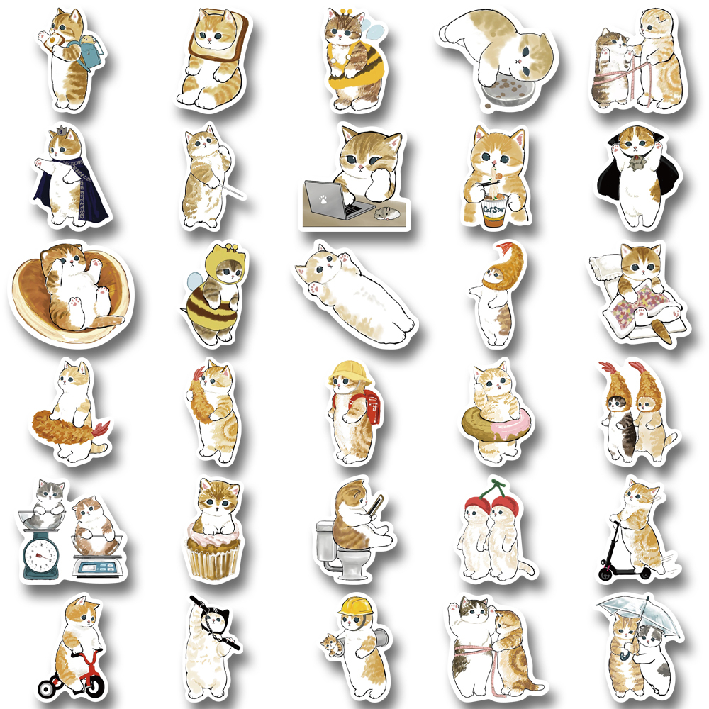 [in Stock] 60pcs Stiker Kartun Lucu Untuk Anak Kucing Mainan Anak Laptop Handphone Stiker Tahan Air Dekoratif