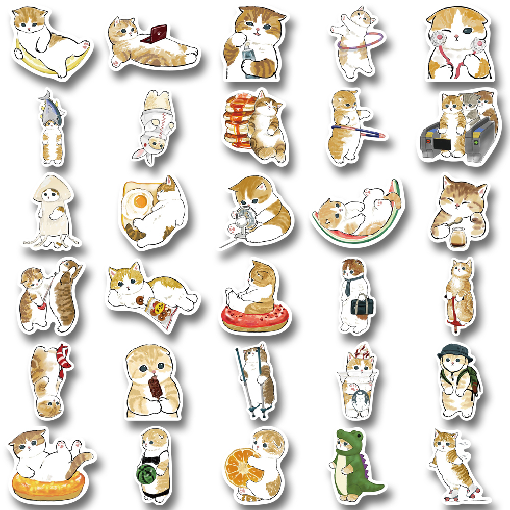 [in Stock] 60pcs Stiker Kartun Lucu Untuk Anak Kucing Mainan Anak Laptop Handphone Stiker Tahan Air Dekoratif