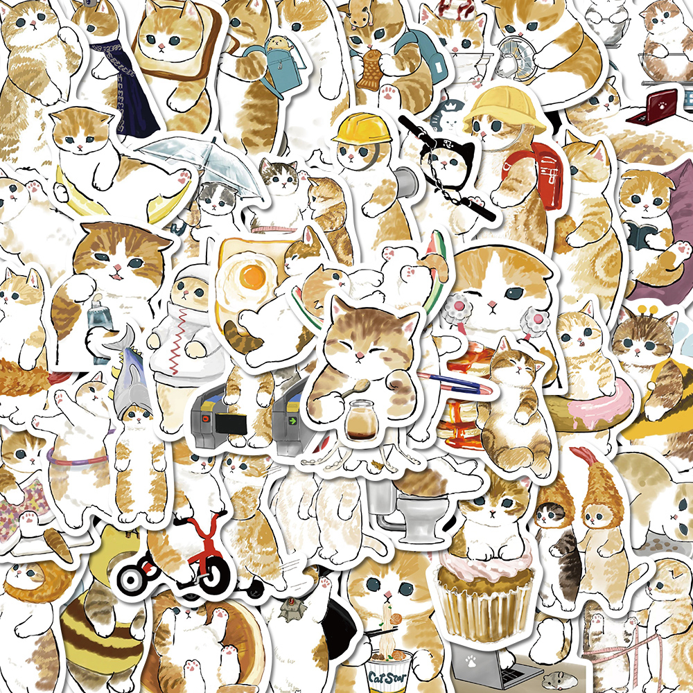 [in Stock] 60pcs Stiker Kartun Lucu Untuk Anak Kucing Mainan Anak Laptop Handphone Stiker Tahan Air Dekoratif
