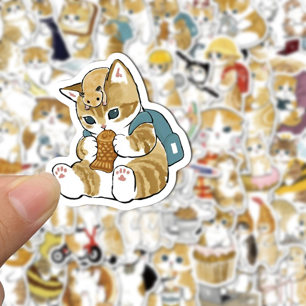 [in Stock] 60pcs Stiker Kartun Lucu Untuk Anak Kucing Mainan Anak Laptop Handphone Stiker Tahan Air Dekoratif