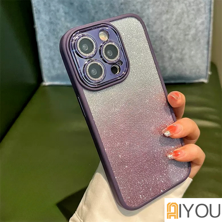 Luxury Armor Glitter Diamond Transparan Glitter Hard Case Untuk iPhone 14 Pro Max13 12 11 Plating Penutup Perlindungan Lensa Kamera